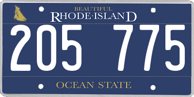 RI license plate 205775