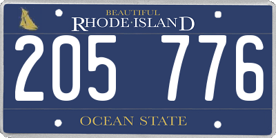 RI license plate 205776