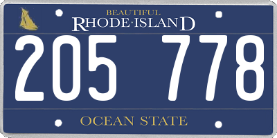 RI license plate 205778