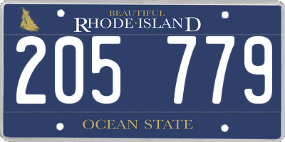 RI license plate 205779