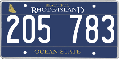 RI license plate 205783