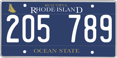 RI license plate 205789