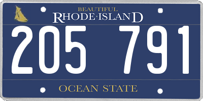 RI license plate 205791