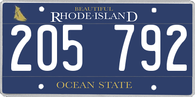 RI license plate 205792