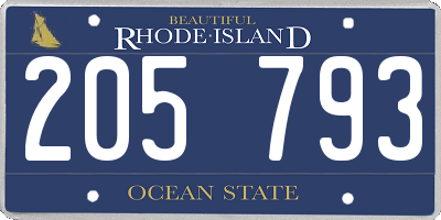 RI license plate 205793