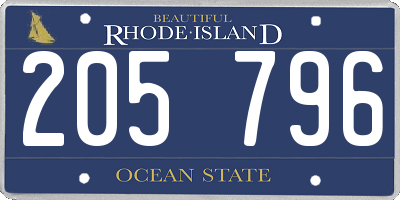 RI license plate 205796