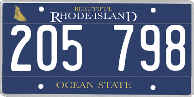 RI license plate 205798