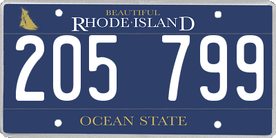 RI license plate 205799