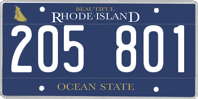 RI license plate 205801
