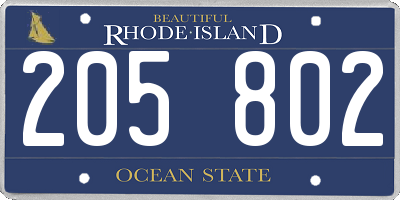 RI license plate 205802