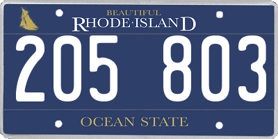 RI license plate 205803