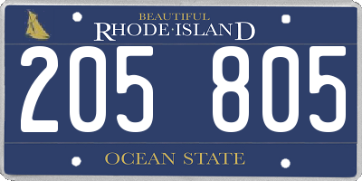 RI license plate 205805