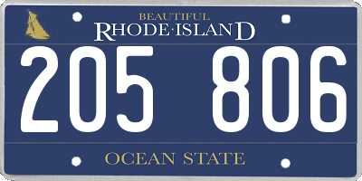 RI license plate 205806