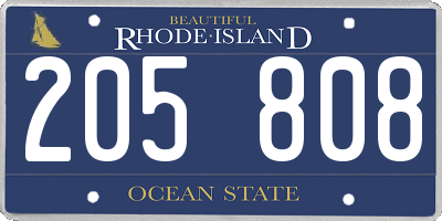 RI license plate 205808