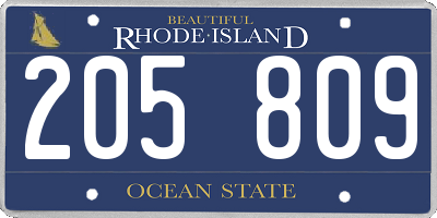 RI license plate 205809