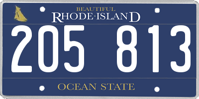 RI license plate 205813