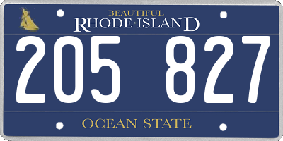 RI license plate 205827