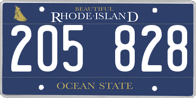 RI license plate 205828