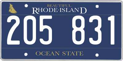 RI license plate 205831