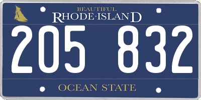 RI license plate 205832