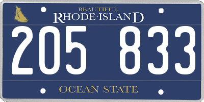 RI license plate 205833