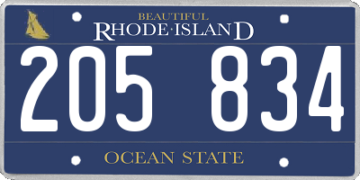 RI license plate 205834