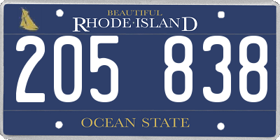 RI license plate 205838