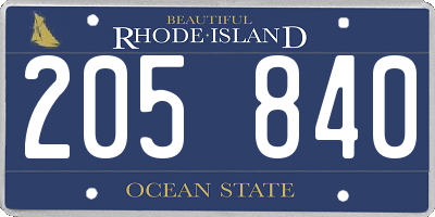 RI license plate 205840