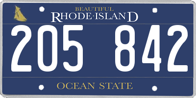 RI license plate 205842