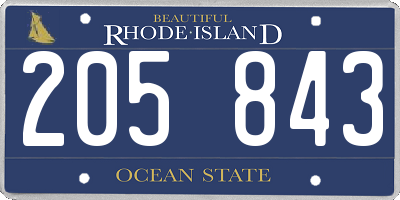 RI license plate 205843