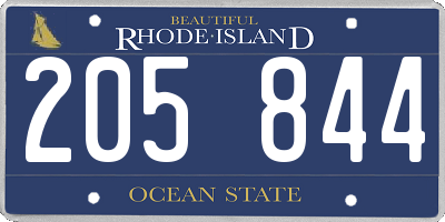 RI license plate 205844