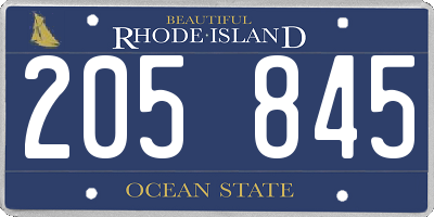 RI license plate 205845