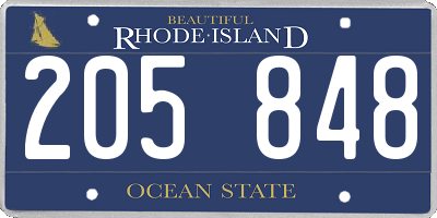 RI license plate 205848
