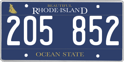 RI license plate 205852