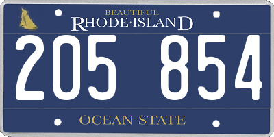 RI license plate 205854
