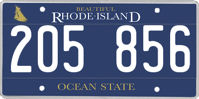 RI license plate 205856