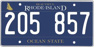 RI license plate 205857