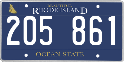 RI license plate 205861