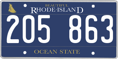 RI license plate 205863