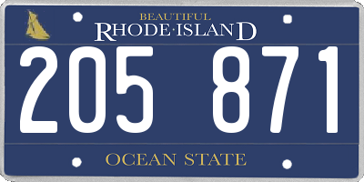 RI license plate 205871