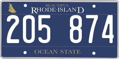 RI license plate 205874