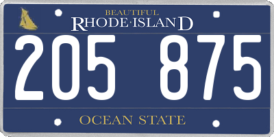 RI license plate 205875