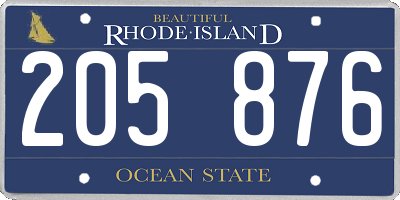 RI license plate 205876
