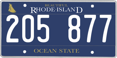 RI license plate 205877