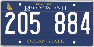 RI license plate 205884