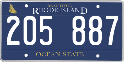 RI license plate 205887