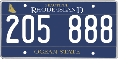 RI license plate 205888