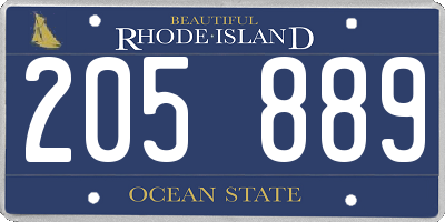 RI license plate 205889