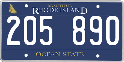 RI license plate 205890