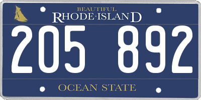 RI license plate 205892